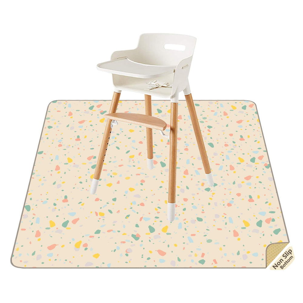 CLCROBD splat mat under high chair keeps floors protected.
