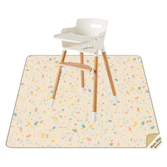 CLCROBD splat mat under high chair keeps floors protected.