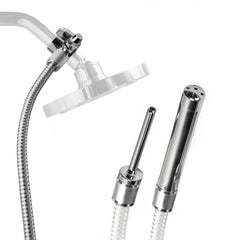 Cleanstream shower enema system with 6-foot metal hose for flexible installation.