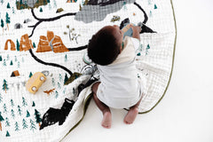 Clementine Kids quilt back olive moss color, cozy contrast for versatile nursery styling.