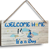 CLHHM welcome home baby it’s a boy sign on door creates a warm nursery welcome