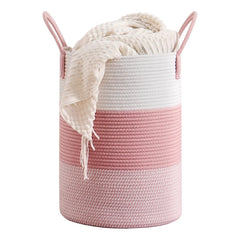CLHMILY&Z 40L round pink laundry basket for quick, organized laundry days.