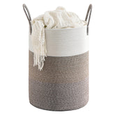 CLHMILY&Z 60L round rope basket front view for neat laundry storage