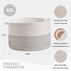 CLHMILY&Z cotton rope basket perfect for blankets and linens.
