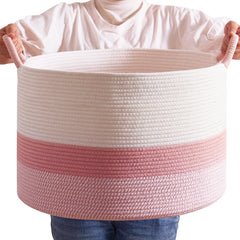CLHMILY&Z large pink basket front view with ample 20x13 storage space