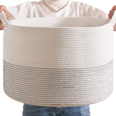 CLHMILY&Z large storage basket with blanket focus, ideal for organizing throws and pillows.