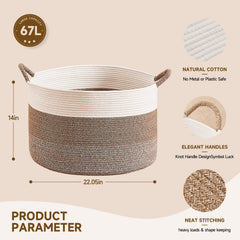CLHMILY&Z large woven basket keeps towels neatly organized in bathrooms