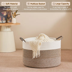 CLHMILY&Z large woven basket doubles as a breathable laundry hamper
