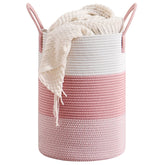 CLHMILY&Z round pink laundry basket with 60L capacity for easy laundry storage.