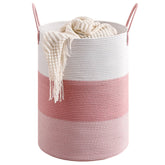 CLHMILY&Z pink laundry basket ideal for blankets and toys, adding soft storage to bedrooms