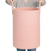 CLHMILY&Z pink round laundry hamper with spacious interior for clothes storage