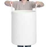 CLHMILY&Z laundry hamper in round white 80L with ample clothes storage