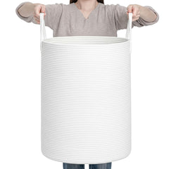 CLHMILY&Z laundry hamper in round white 80L with ample clothes storage