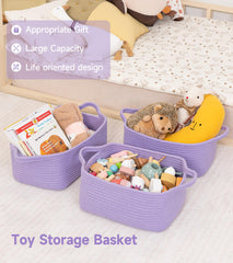 CLHMILY&Z nursery bathroom basket in purple keeps essentials within reach.