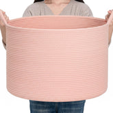 CLHMILY&Z pink XL round basket keeps toys organized in living spaces.