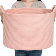 CLHMILY&Z pink XL round basket keeps toys organized in living spaces.