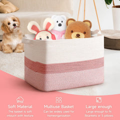 CLHMILY&Z pink-white basket open top for quick item access.