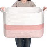 CLHMILY&Z stylish square basket in pink and white for toy organization