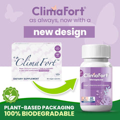 Close-up of Climafort capsules illustrating daily dose for symptom support.