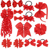 Clipband 14-piece red bow set for school hairstyles