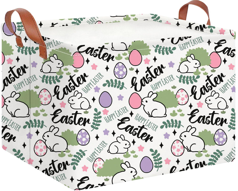 CLOCOR rectangular green Easter gift basket, empty, for toy storage and decor.