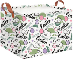 CLOCOR rectangular green Easter gift basket, empty, for toy storage and decor.