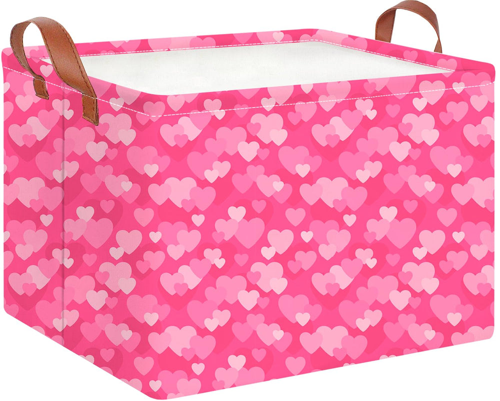 CLOCOR rectangular pink basket heart print for stylish storage and easy cleanup.