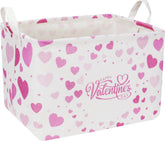 CLOCOR rectangular Valentines basket front view, durable storage for gifts and toys in homes.