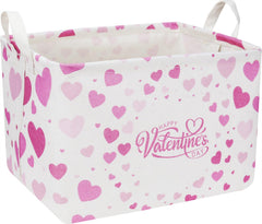 CLOCOR rectangular Valentines basket front view, durable storage for gifts and toys in homes.