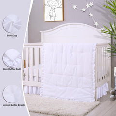 Cloele crib skirt provides finished nursery look and hidden under-bed space