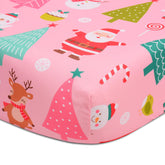 Cloele Christmas Santa crib sheet fits snugly on standard cribs with elastic corners.