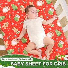 Cloele Christmas fitted sheet for crib provides snug fit and easy care.