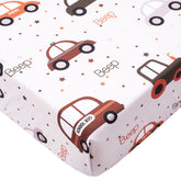 Cloele fitted crib sheet with car pattern on mattress for playful nursery decor