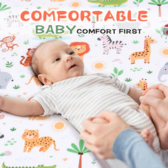 Cloele jungle animal playyard sheet adds playful nursery decor.