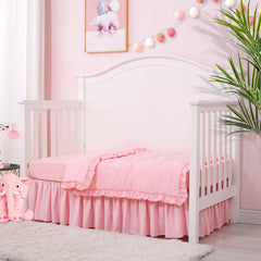 Cloele solid ruffle quilt highlights cute nursery decor