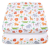Cloele square playard sheet Jungle fabric offers soft, breathable comfort for baby.