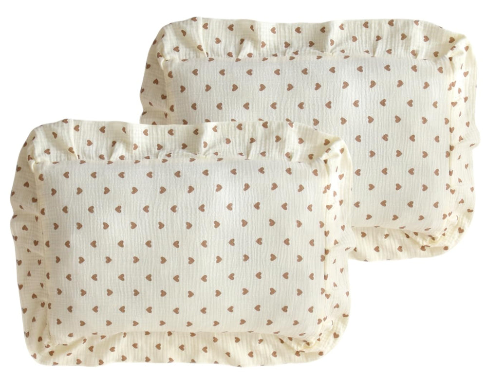 CLoucl toddler pillowcase with ruffle, 13x18, fits standard pillows for gentle, breathable baby sleep