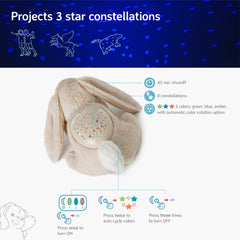 Cloud b Calming Nightlight Star Projector shows color options in a cozy glow.