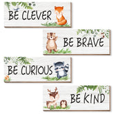 CloverKoi woodland animal wall sign be brave in a kid's room