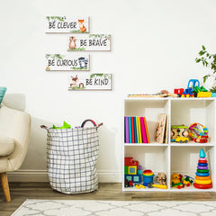 CloverKoi woodland animal wall sign be kind displayed above crib