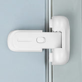 CLYMENE door lock on refrigerator demonstrating one-handed operation for simple use.