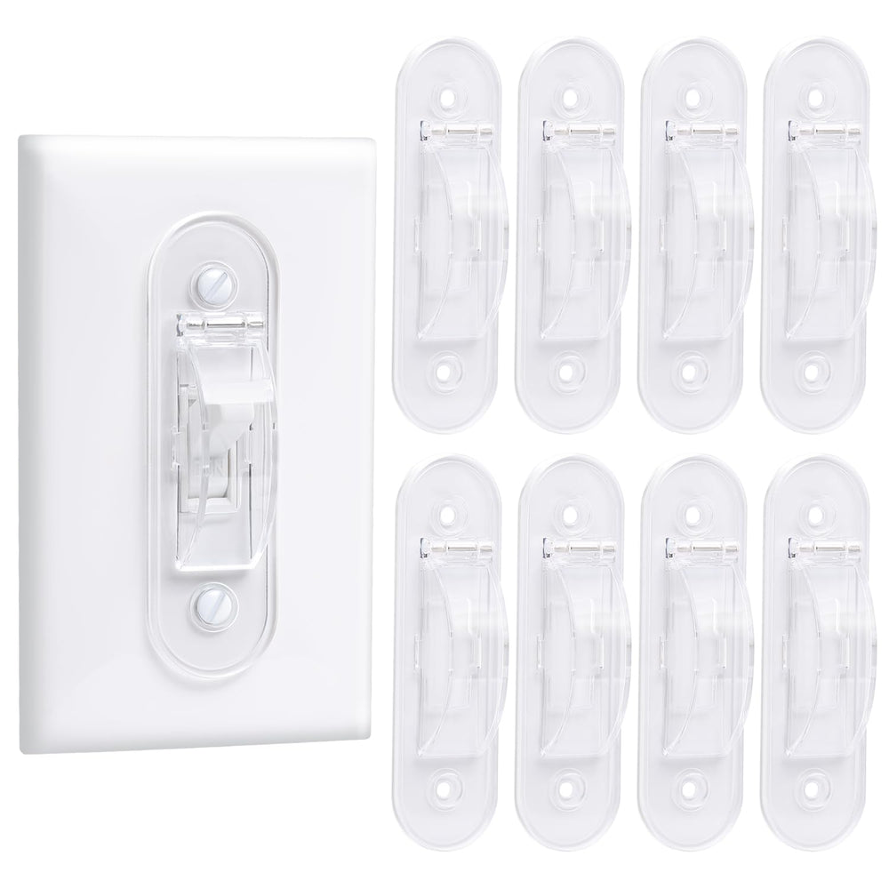 CLYMENE wall switch guard closed protects against accidental power interruptions.