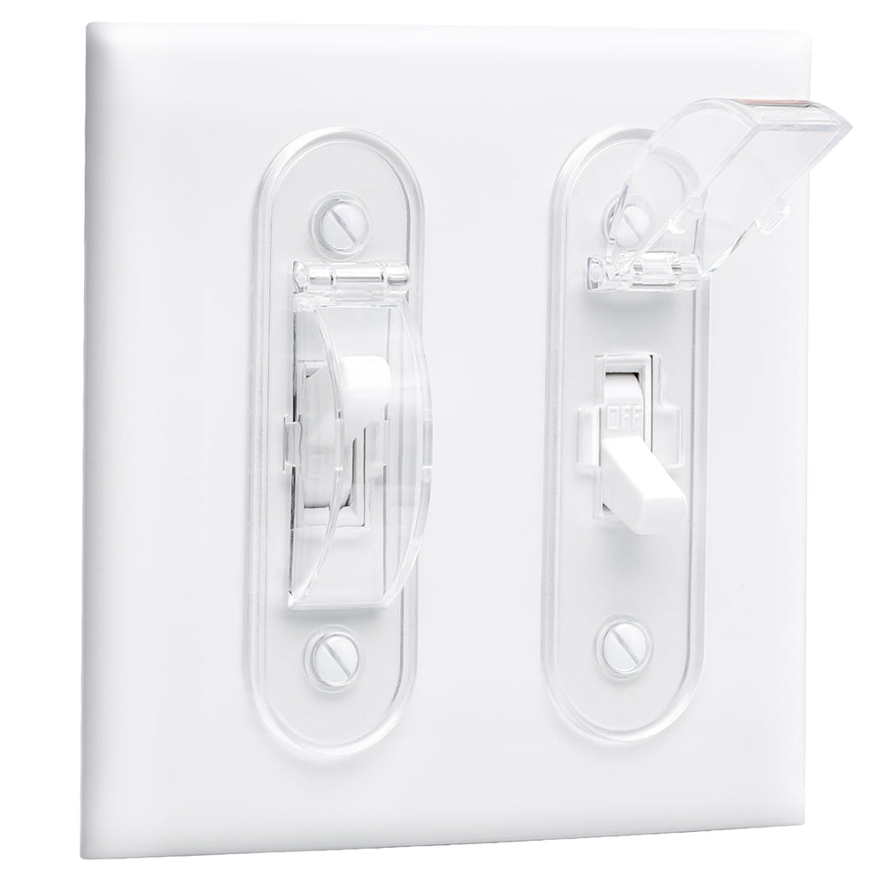 CLYMENE wall switch guard with clear toggle cover protects appliances and lights.