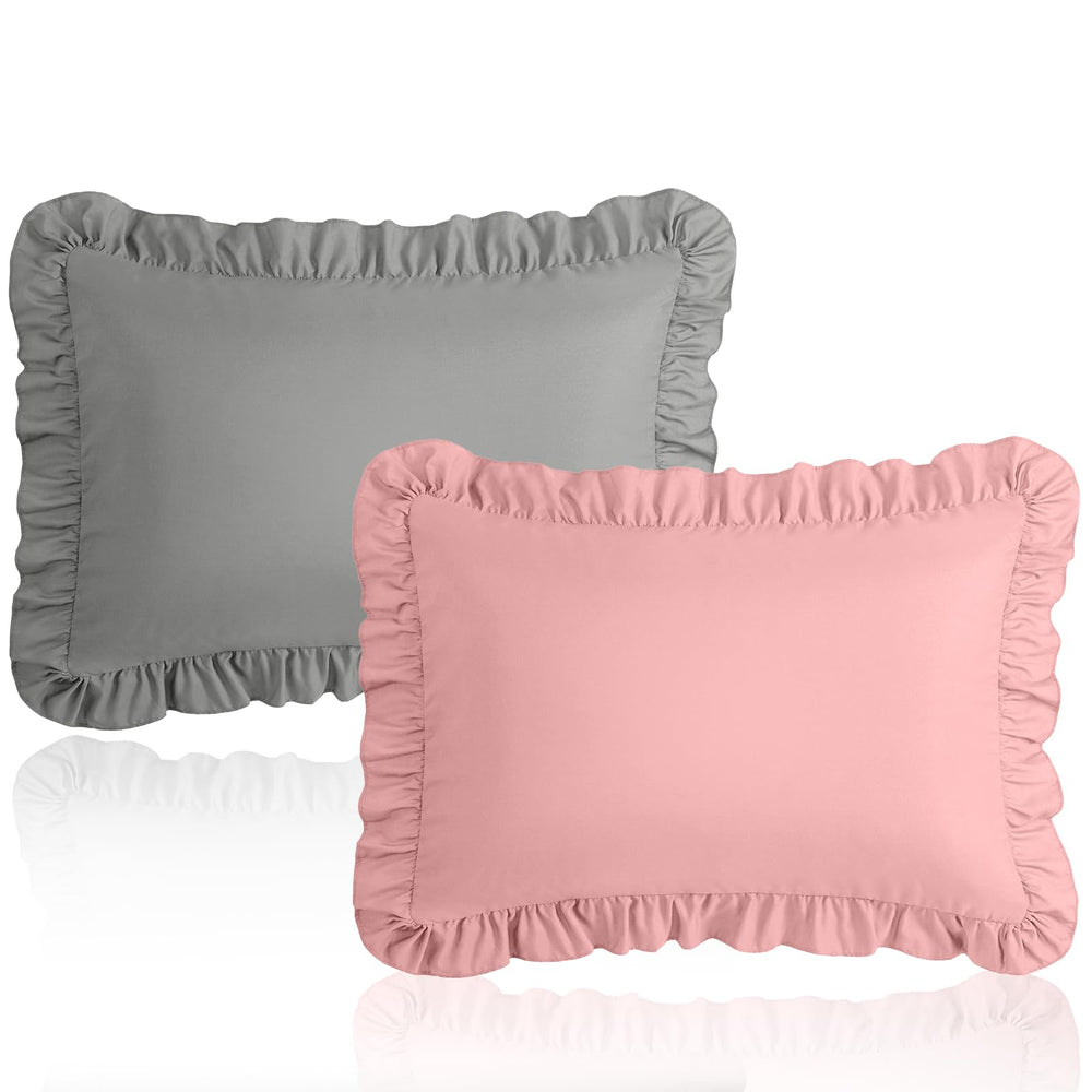 Cobedzy toddler pillowcase with ruffle edge in dark gray for gentle sleep