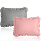 Cobedzy toddler pillowcase with ruffle edge in dark gray for gentle sleep
