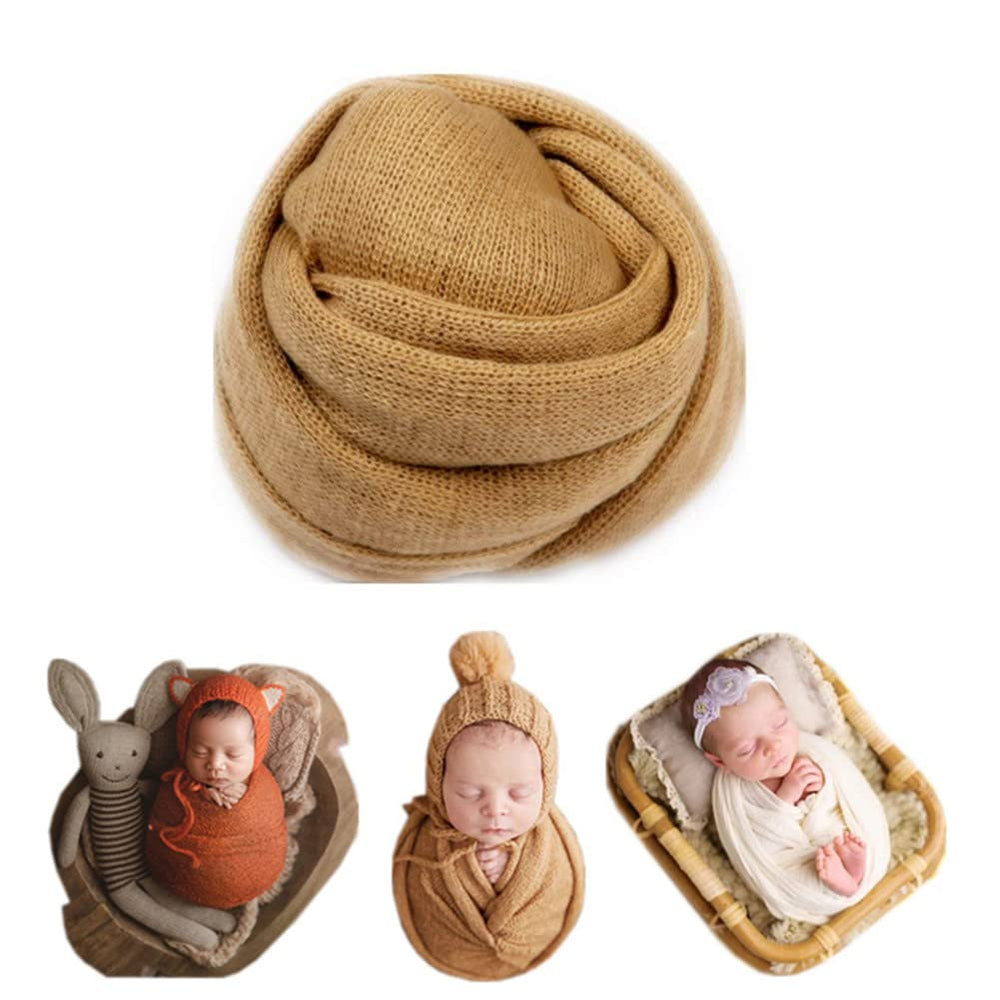 Coberllus newborn wrap brown knit closeup for cozy photo shoots