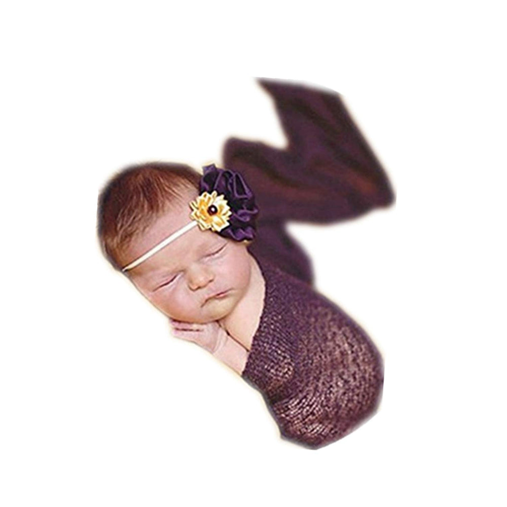 Coberllus newborn wrap in dark purple ready for baby photography sessions