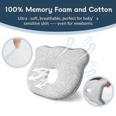 Cococu memory foam baby pillow car-seat-use secures a stable head position.