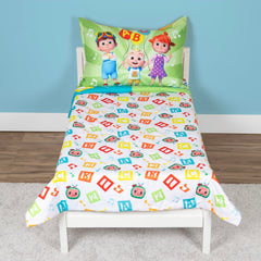 CoComelon Learning is Fun flat sheet offers a smooth sleeping surface