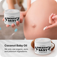 Coconut Essentials Coconut Baby Oil being used during a calming baby massage